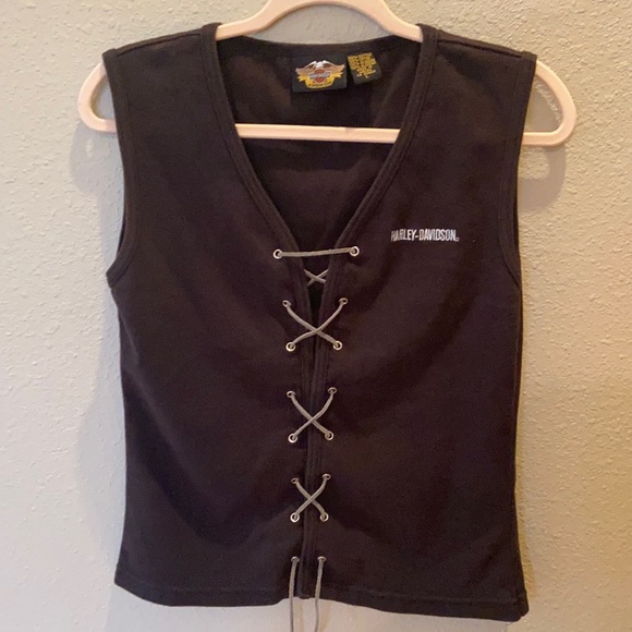 Harley-Davidson Tops - Harley Davidson top with leather tie.